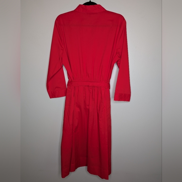 Talbots Belted Shirt Dress Red sz 12 NWT - Picture 9 of 11